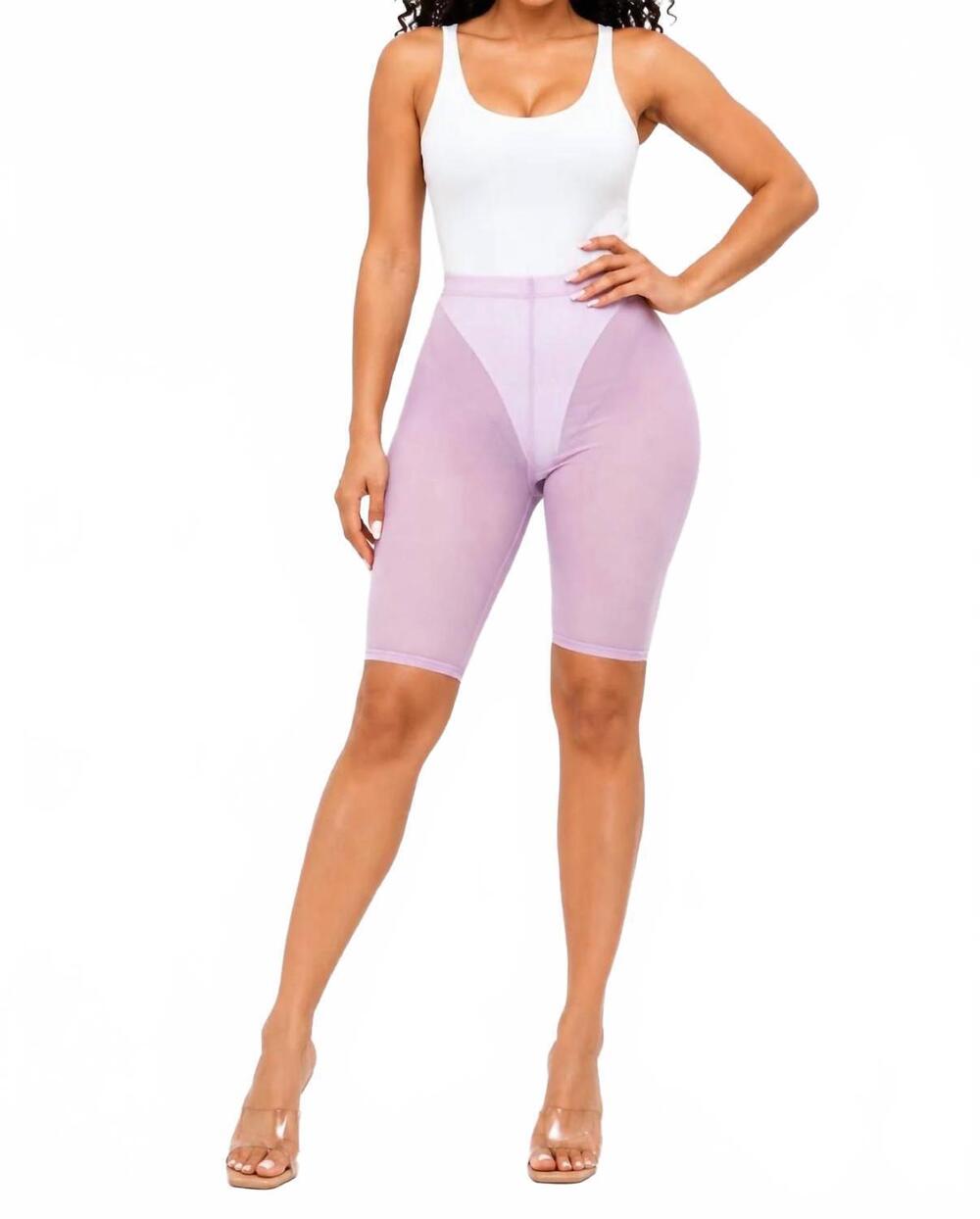 NEW JNK on one stretch mesh biker shorts with sheer in lavender